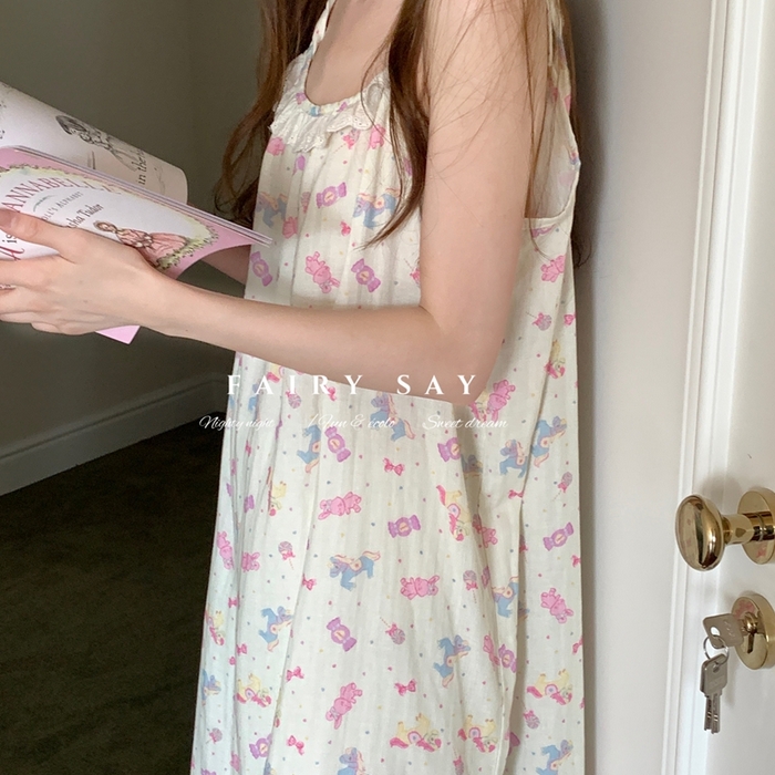 91家纺网 家纺一手货源 找家纺 妍景家居生活馆 2025新款纱布吊带睡裙 软糖兔子