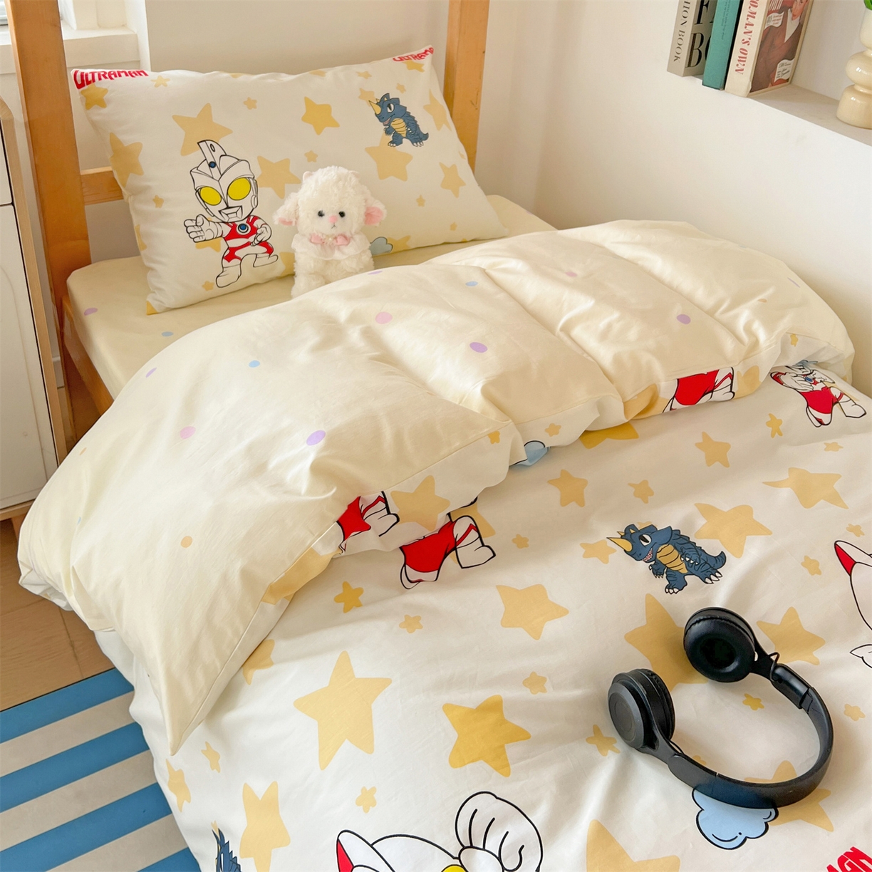 91家纺网 家纺一手货源 找家纺 名兮家居 2025-全棉纯棉13372经典奥特曼-三丽鸥学生床多件套【含防伪标】 星星奥特曼