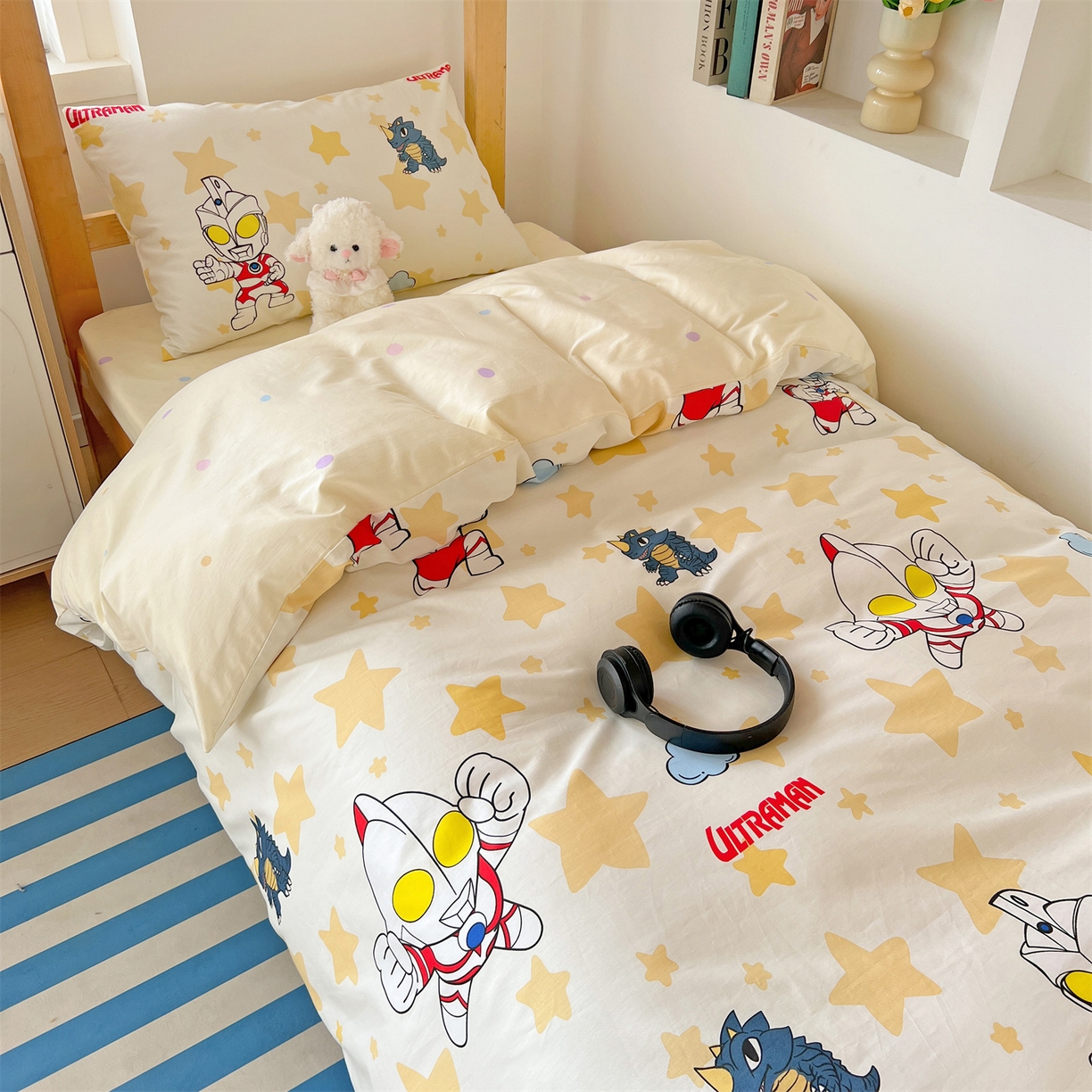 91家纺网 家纺一手货源 找家纺 名兮家居 2025-全棉纯棉13372经典奥特曼-三丽鸥学生床多件套【含防伪标】 星星奥特曼