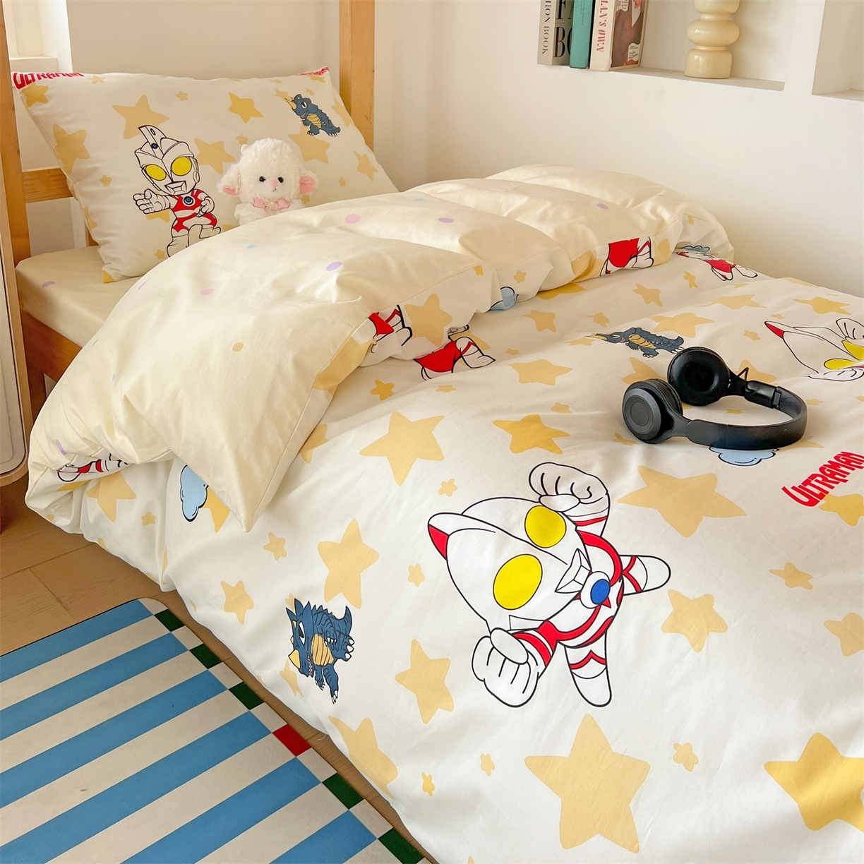 91家纺网 家纺一手货源 找家纺 名兮家居 2025-全棉纯棉13372经典奥特曼-三丽鸥学生床多件套【含防伪标】 星星奥特曼