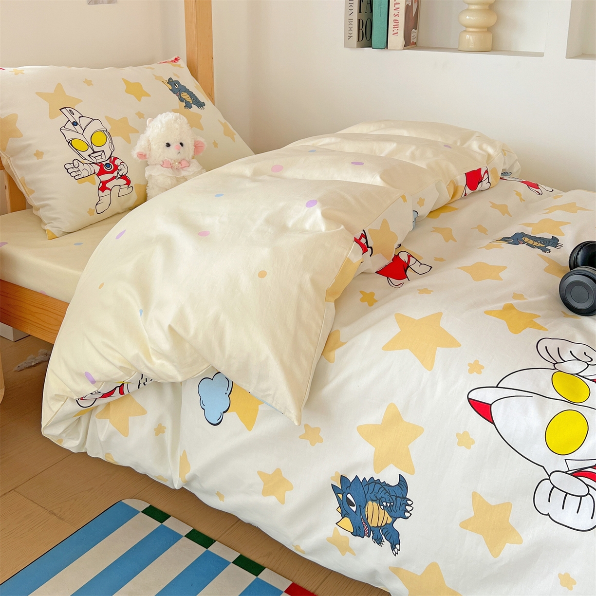 91家纺网 家纺一手货源 找家纺 名兮家居 2025-全棉纯棉13372经典奥特曼-三丽鸥学生床多件套【含防伪标】 星星奥特曼