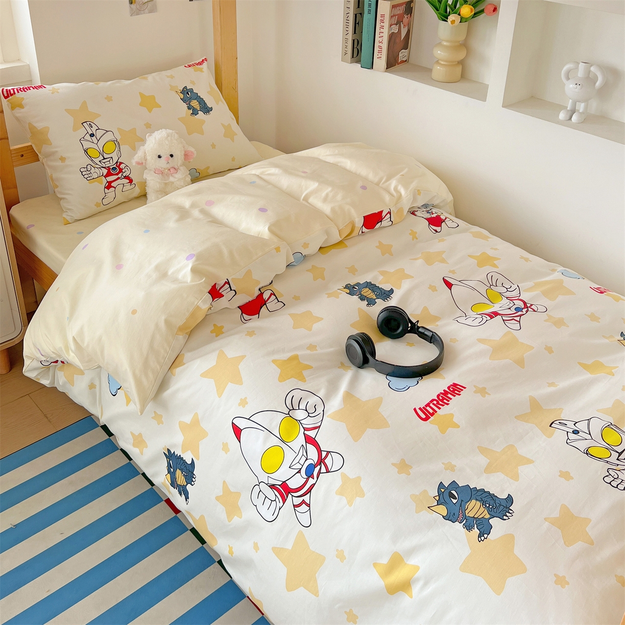 91家纺网 家纺一手货源 找家纺 名兮家居 2025-全棉纯棉13372经典奥特曼-三丽鸥学生床多件套【含防伪标】 星星奥特曼
