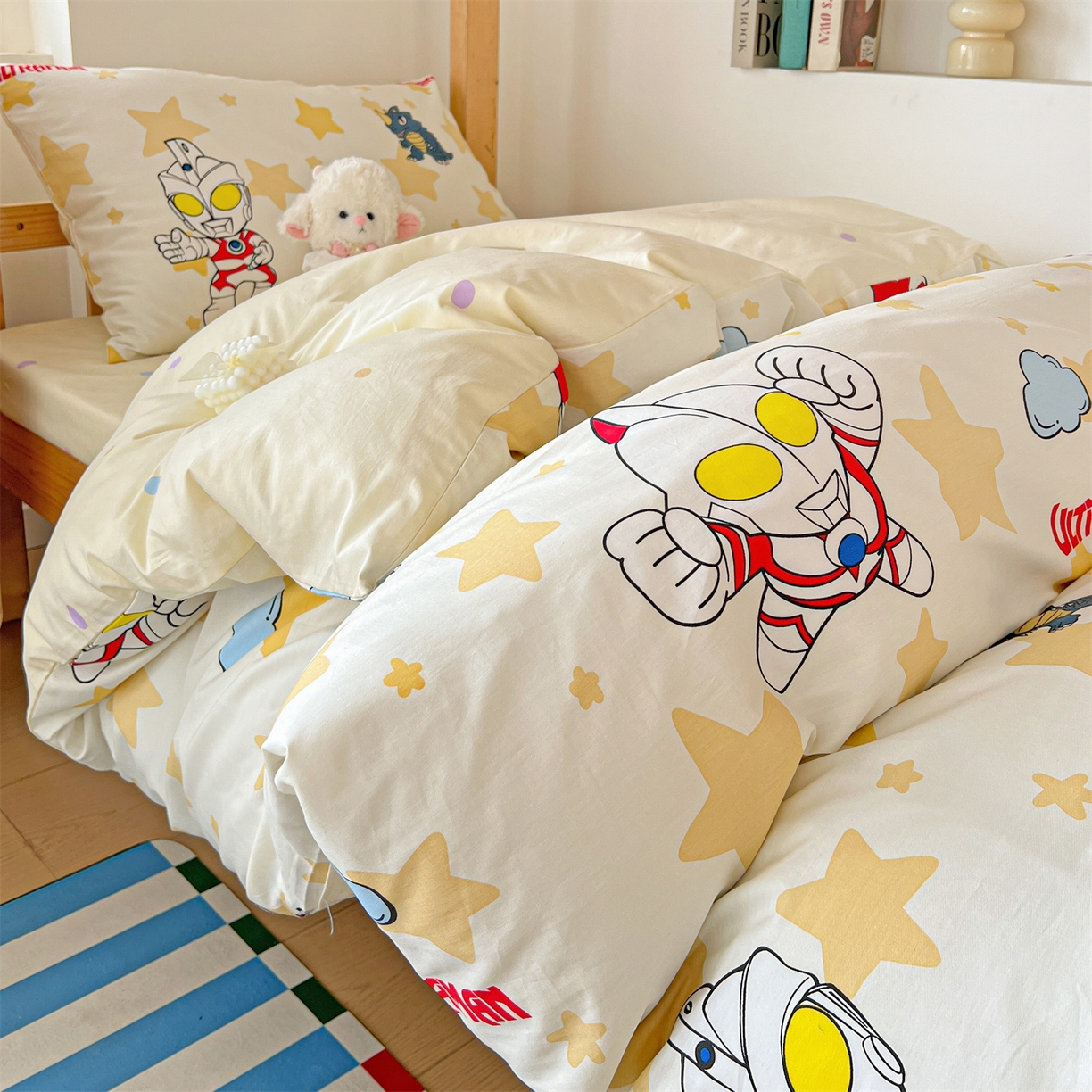91家纺网 家纺一手货源 找家纺 名兮家居 2025-全棉纯棉13372经典奥特曼-三丽鸥学生床多件套【含防伪标】 星星奥特曼
