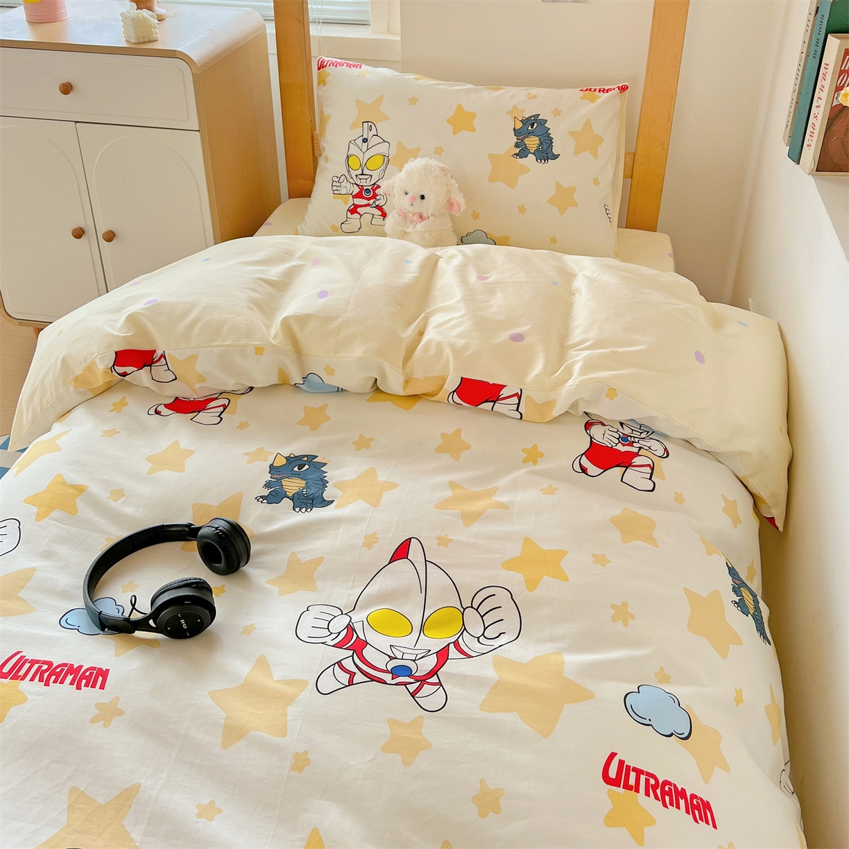 91家纺网 家纺一手货源 找家纺 名兮家居 2025-全棉纯棉13372经典奥特曼-三丽鸥学生床多件套【含防伪标】 星星奥特曼