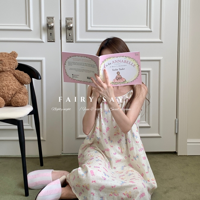 91家纺网 家纺一手货源 找家纺 妍景家居生活馆 2025新款纱布吊带睡裙 软糖兔子