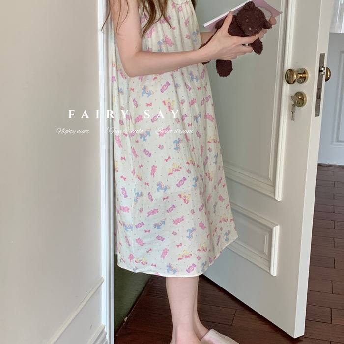 91家纺网 家纺一手货源 找家纺 妍景家居生活馆 2025新款纱布吊带睡裙 软糖兔子