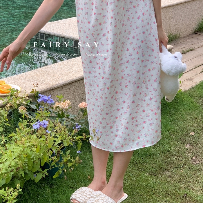 91家纺网 家纺一手货源 找家纺 妍景家居生活馆 2025新款纱布吊带睡裙 碎花蝴蝶