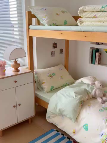 91家纺网 家纺一手货源 找家纺 名兮家居 2025-全棉纯棉13372经典奥特曼-三丽鸥学生床多件套【含防伪标】 悠闲大眼蛙