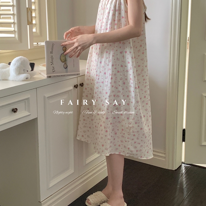 91家纺网 家纺一手货源 找家纺 妍景家居生活馆 2025新款纱布吊带睡裙 碎花蝴蝶