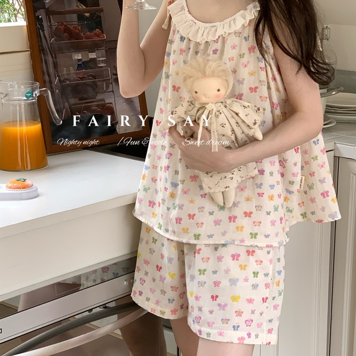 91家纺网 家纺一手货源 找家纺 （总）妍景家居生活馆 2025新款纱布吊带套装