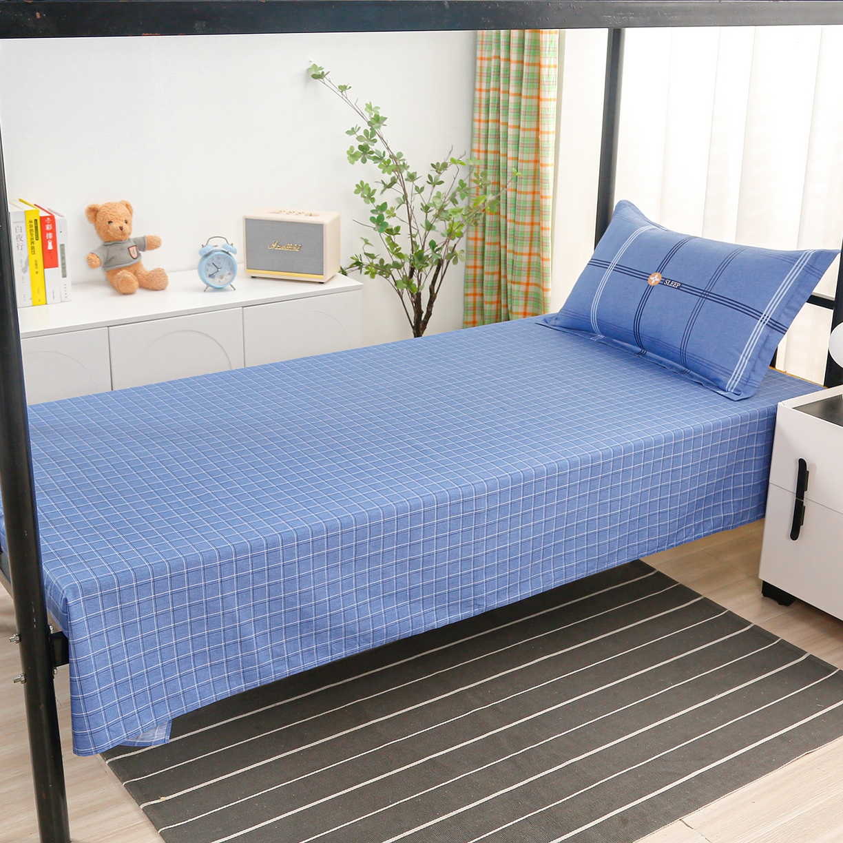 91家纺网 家纺一手货源 找家纺 （总）乐旗家纺 2025新款13372全棉床笠款学生宿舍三件套六件套多件套