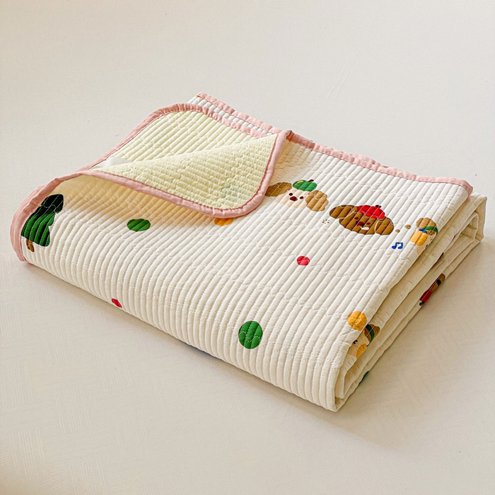 91家纺网 家纺一手货源 找家纺 富馨莱 2025春夏新款纯棉夹棉单床盖床盖单件薄床垫 三只小狗