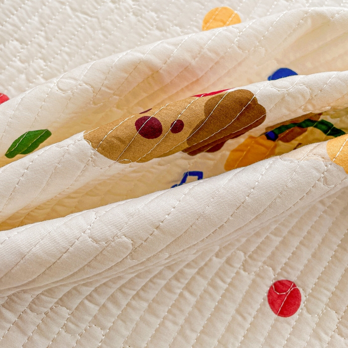 91家纺网 家纺一手货源 找家纺 富馨莱 2025春夏新款纯棉夹棉单床盖床盖单件薄床垫 三只小狗