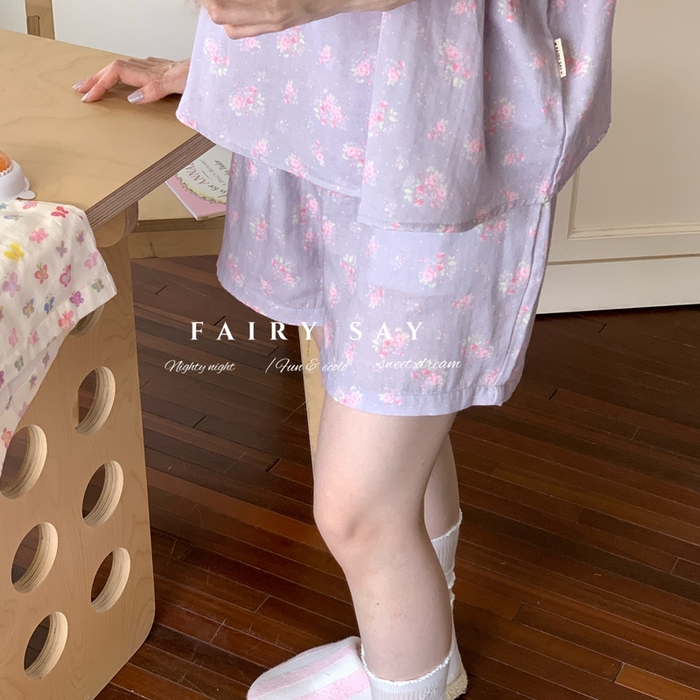 91家纺网 家纺一手货源 找家纺 妍景家居生活馆 2025新款纱布吊带套装 灰紫色碎花