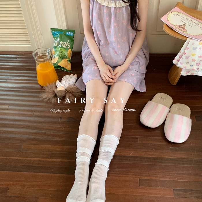 91家纺网 家纺一手货源 找家纺 妍景家居生活馆 2025新款纱布吊带套装 灰紫色碎花