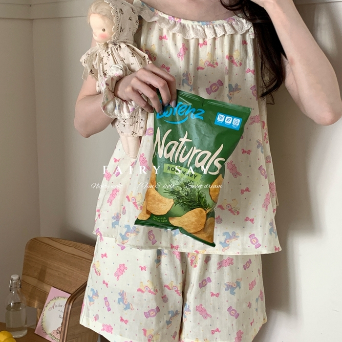 91家纺网 家纺一手货源 找家纺 妍景家居生活馆 2025新款纱布吊带套装 软糖兔子