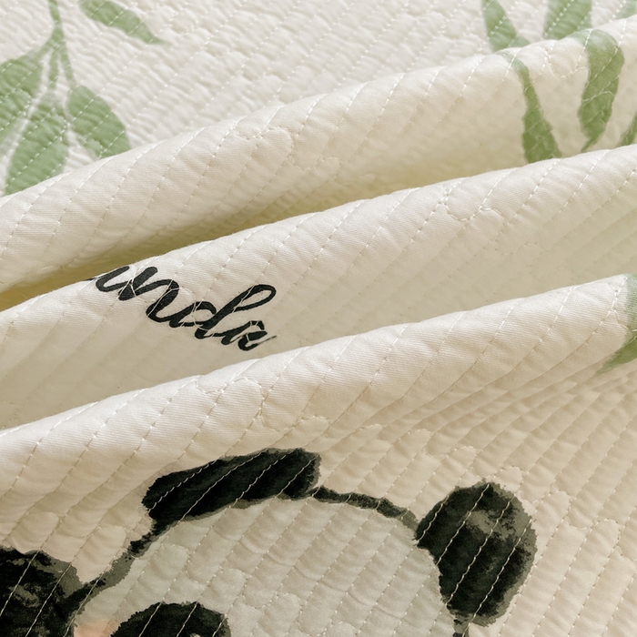 91家纺网 家纺一手货源 找家纺 富馨莱 2025春夏新款纯棉夹棉单床盖床盖单件薄床垫 熊猫团子