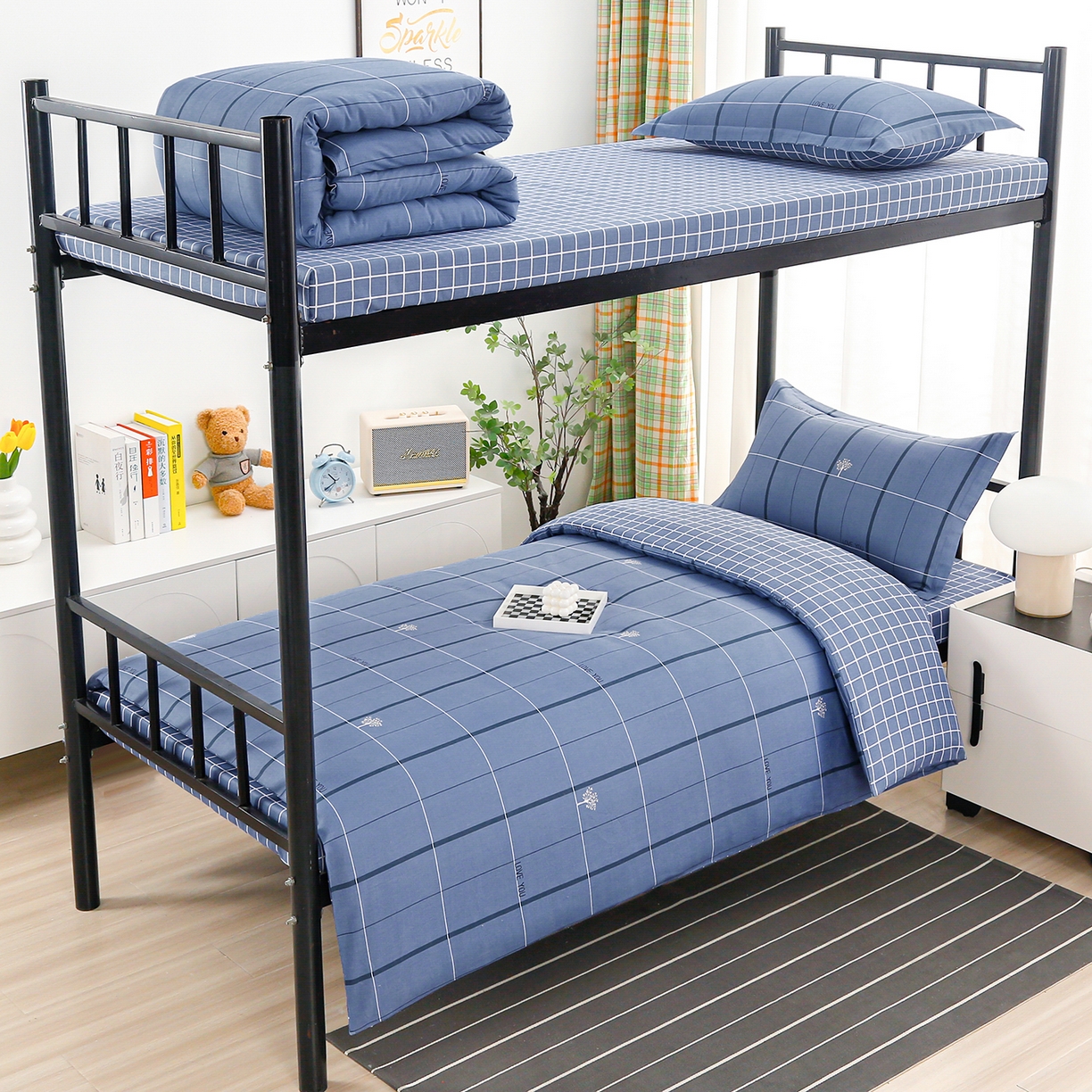 91家纺网 家纺一手货源 找家纺 （总）乐旗家纺 2025新款13372全棉床笠款学生宿舍三件套六件套多件套