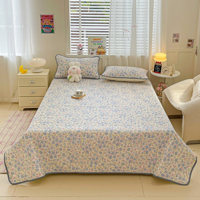 富馨莱 2025春夏新款纯棉夹棉单床盖床盖单件薄床垫 紫藤花开