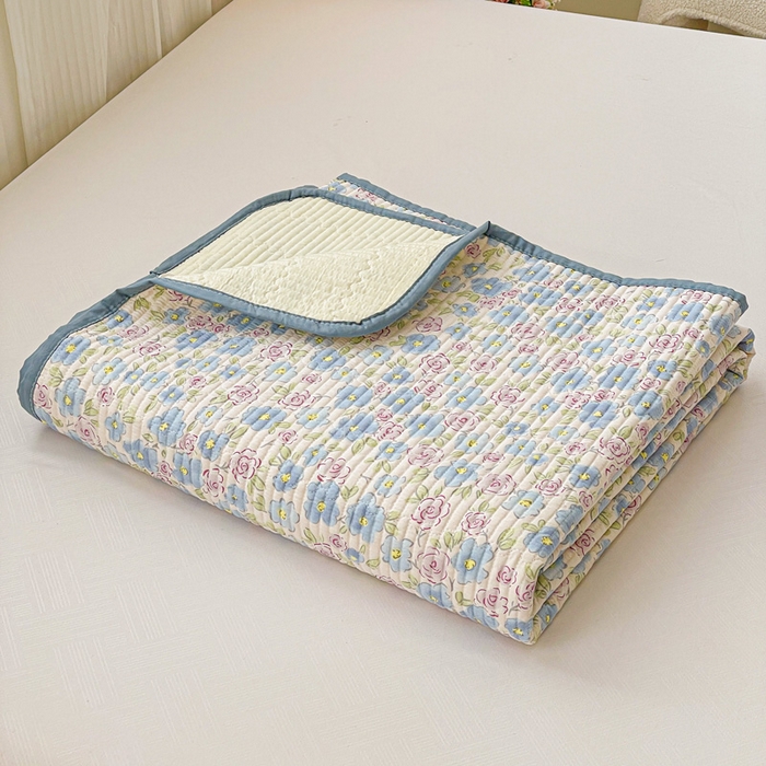 91家纺网 家纺一手货源 找家纺 富馨莱 2025春夏新款纯棉夹棉单床盖床盖单件薄床垫 紫藤花开