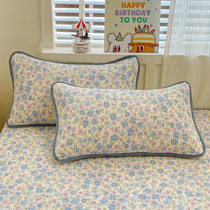 91家纺网 家纺一手货源 找家纺 富馨莱 2025春夏新款纯棉夹棉单床盖床盖单件薄床垫 紫藤花开