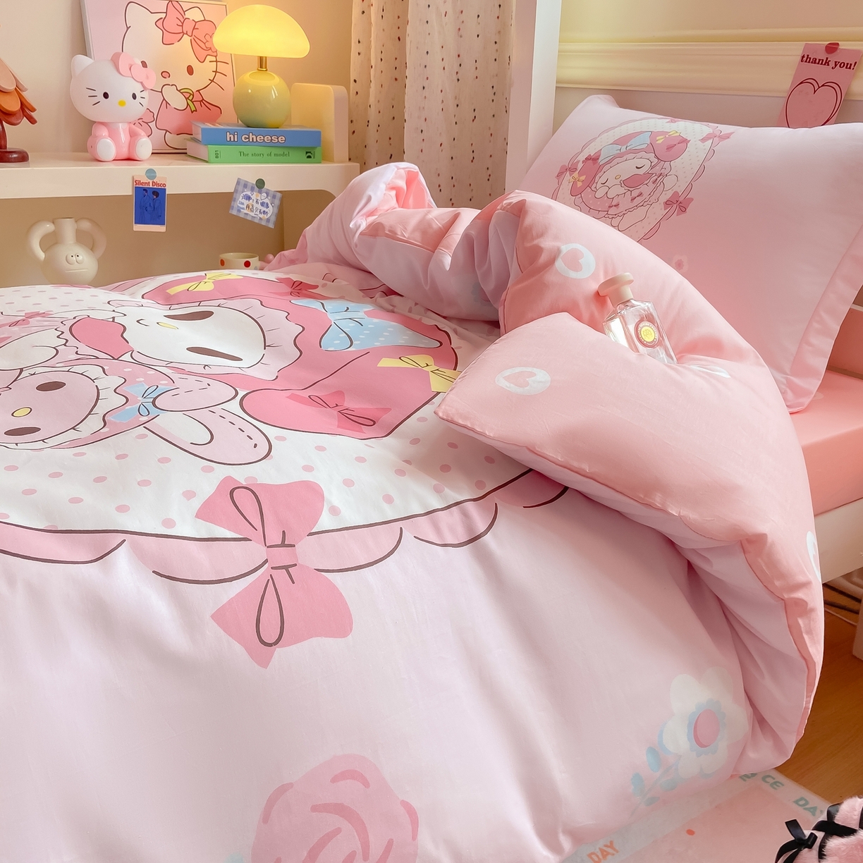 91家纺网 家纺一手货源 找家纺 （总）博雅 2025春夏新款三丽鸥全棉纯棉卡通学生宿舍三件套上下铺三件套-大版【含防伪标】