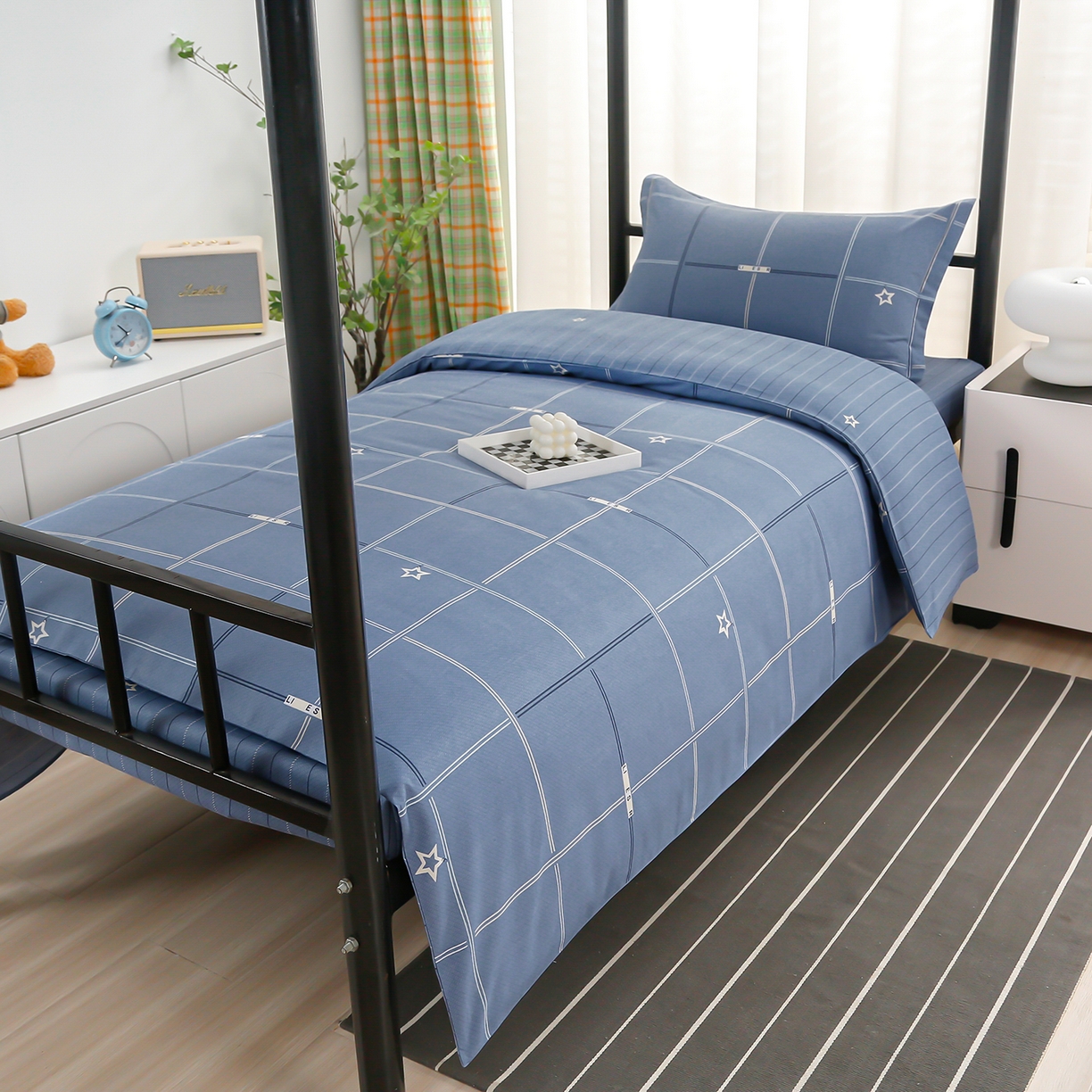 91家纺网 家纺一手货源 找家纺 乐旗家纺 2025新款13372全棉床笠款学生宿舍三件套六件套多件套 潮流前线