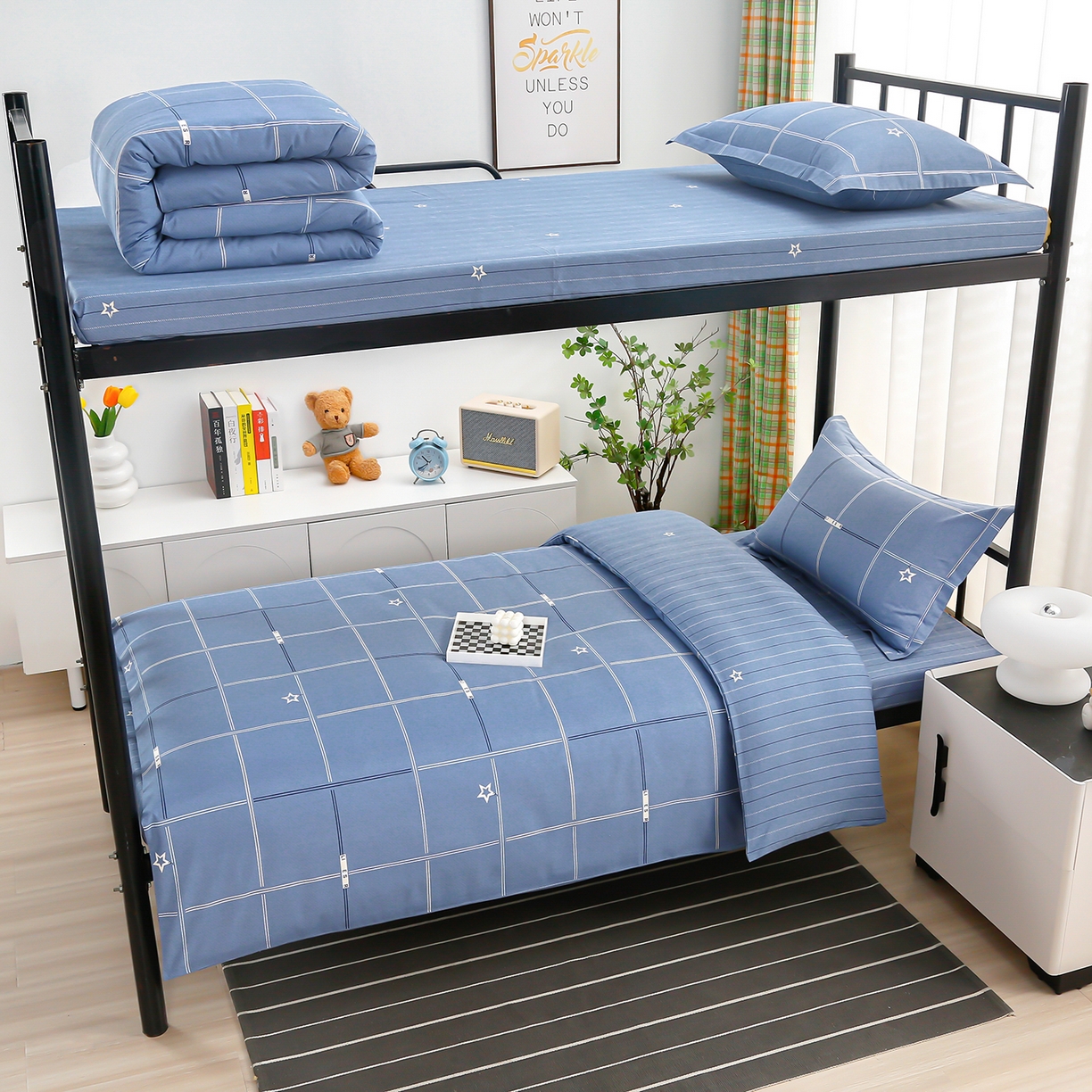 91家纺网 家纺一手货源 找家纺 乐旗家纺 2025新款13372全棉床笠款学生宿舍三件套六件套多件套 潮流前线