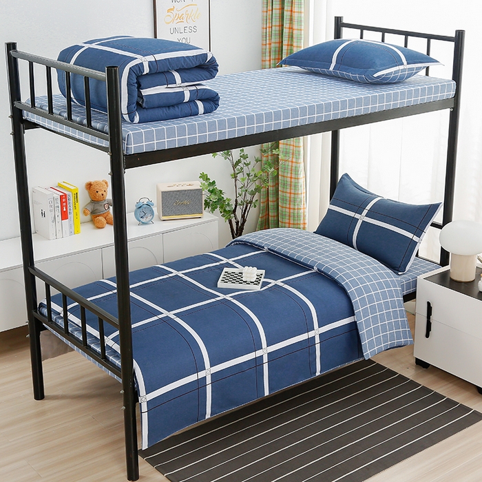 乐旗家纺 2025新款13372全棉床笠款学生宿舍三件套六件套多件套 大帅格