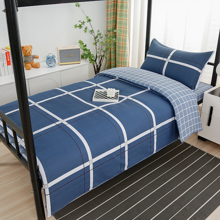 91家纺网 家纺一手货源 找家纺 乐旗家纺 2025新款13372全棉床笠款学生宿舍三件套六件套多件套 大帅格