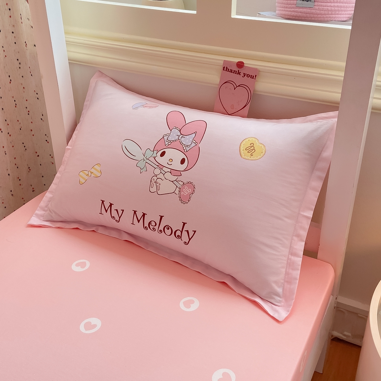 91家纺网 家纺一手货源 找家纺 博雅 2025春夏新款三丽鸥全棉纯棉卡通学生宿舍三件套上下铺三件套-大版【含防伪标】 蛋糕美乐蒂