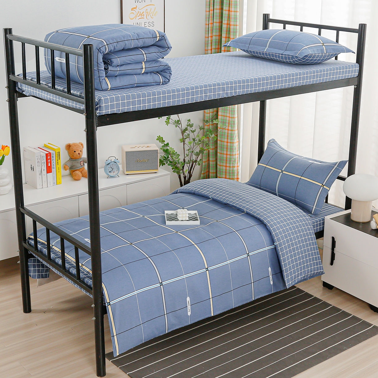 乐旗家纺 2025新款13372全棉床笠款学生宿舍三件套六件套多件套 格莱美