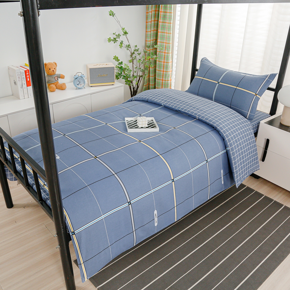 91家纺网 家纺一手货源 找家纺 乐旗家纺 2025新款13372全棉床笠款学生宿舍三件套六件套多件套 格莱美