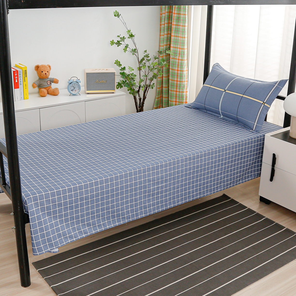 91家纺网 家纺一手货源 找家纺 乐旗家纺 2025新款13372全棉床笠款学生宿舍三件套六件套多件套 格莱美