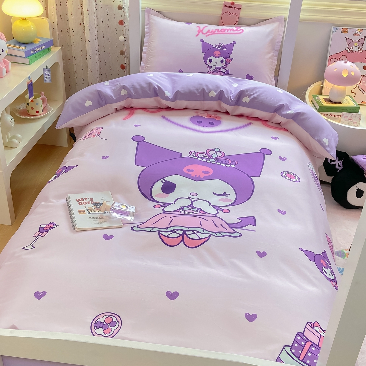 91家纺网 家纺一手货源 找家纺 博雅 2025春夏新款三丽鸥全棉纯棉卡通学生宿舍三件套上下铺三件套-大版【含防伪标】 礼盒库洛米