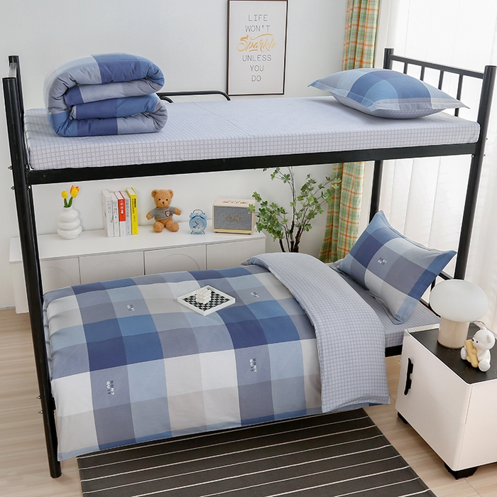 91家纺网 家纺一手货源 找家纺 乐旗家纺 2025新款13372全棉床笠款学生宿舍三件套六件套多件套 好记忆