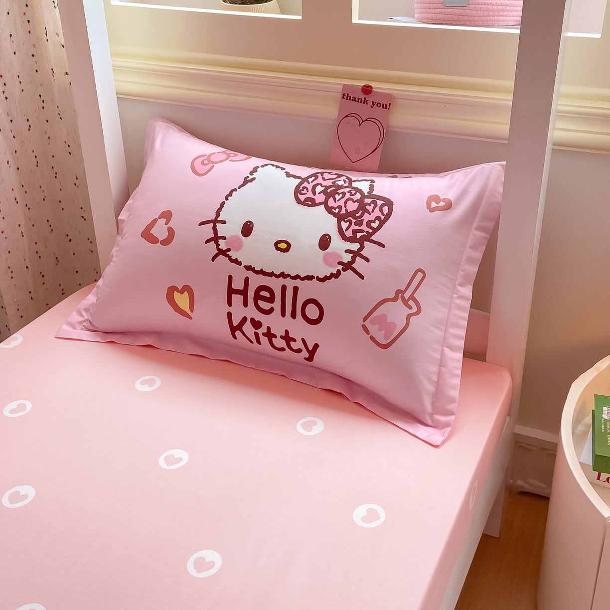 91家纺网 家纺一手货源 找家纺 博雅 2025春夏新款三丽鸥全棉纯棉卡通学生宿舍三件套上下铺三件套-大版【含防伪标】 甜酷KT