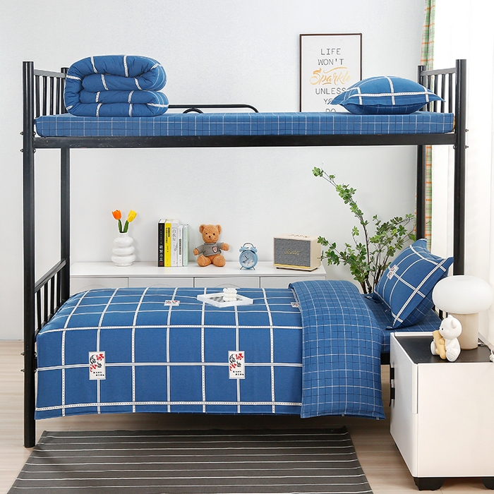 91家纺网 家纺一手货源 找家纺 乐旗家纺 2025新款13372全棉床笠款学生宿舍三件套六件套多件套 金榜题名-蓝