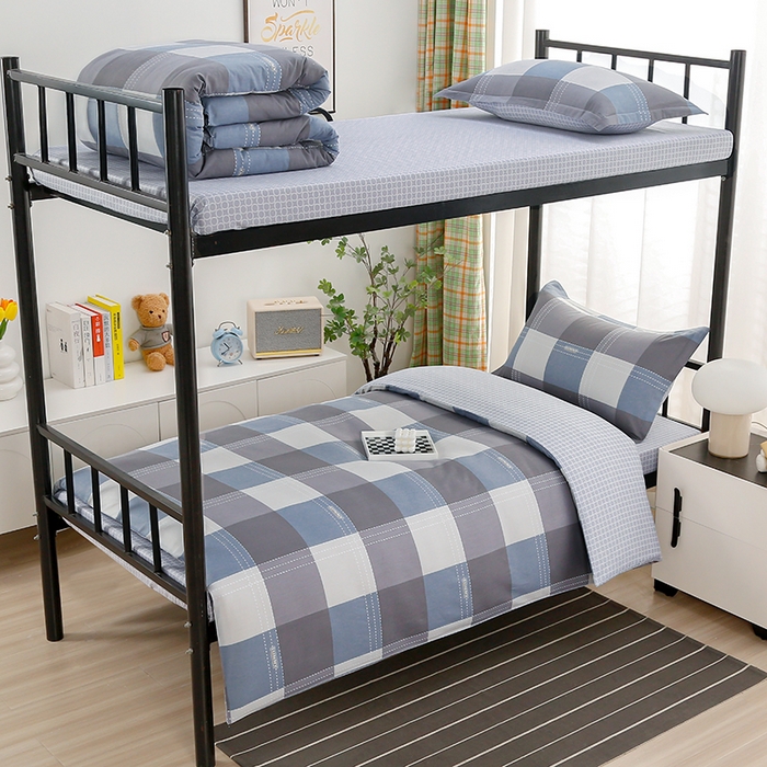 乐旗家纺 2025新款13372全棉床笠款学生宿舍三件套六件套多件套 莫斯格