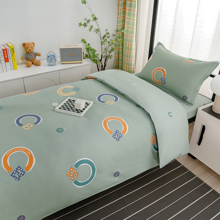 91家纺网 家纺一手货源 找家纺 乐旗家纺 2025新款13372全棉床笠款学生宿舍三件套六件套多件套 维卡