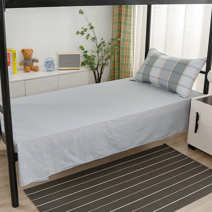 91家纺网 家纺一手货源 找家纺 乐旗家纺 2025新款13372全棉床笠款学生宿舍三件套六件套多件套 闲趣-灰