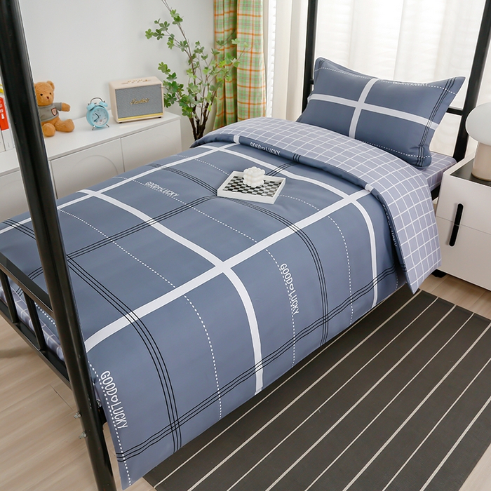 91家纺网 家纺一手货源 找家纺 乐旗家纺 2025新款13372全棉床笠款学生宿舍三件套六件套多件套 校园风格