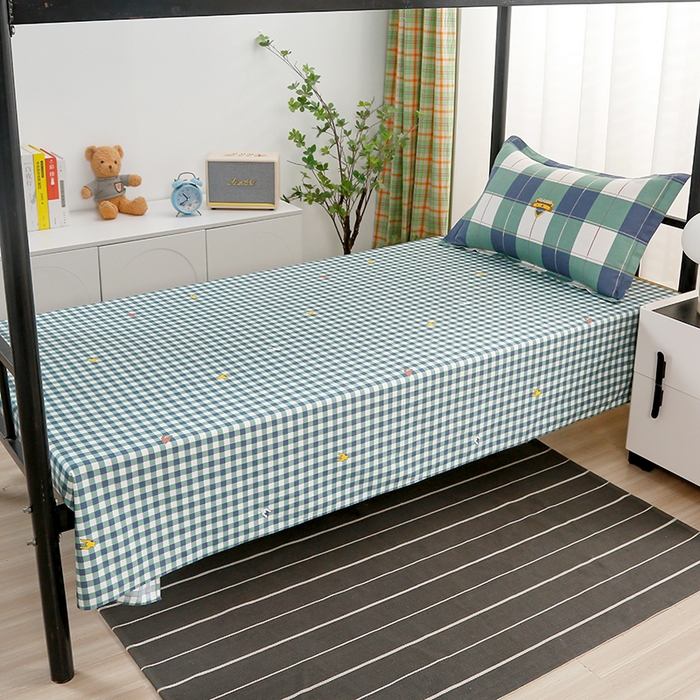 91家纺网 家纺一手货源 找家纺 乐旗家纺 2025新款13372全棉床笠款学生宿舍三件套六件套多件套 宝利格-绿