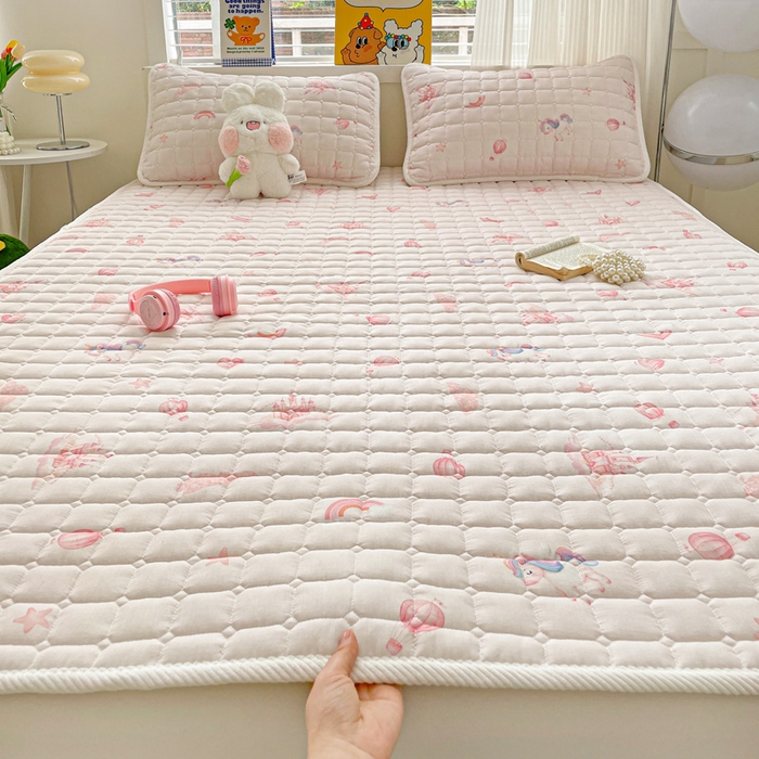 富馨莱 2025春夏新款纯棉双层纱软床垫护垫加厚 梦幻城堡