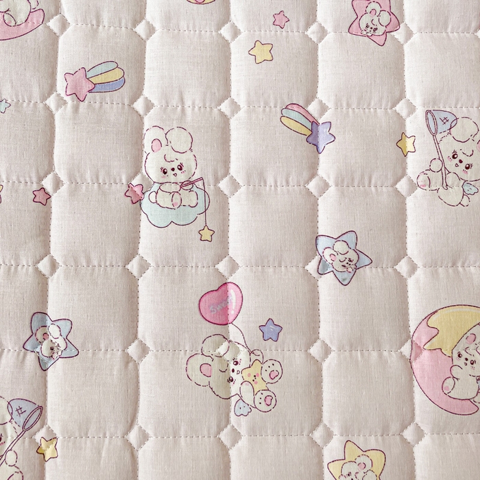 91家纺网 家纺一手货源 找家纺 富馨莱 2025春夏新款纯棉双层纱软床垫护垫加厚 心悦兔