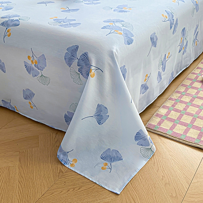 91家纺网 家纺一手货源 找家纺 禧安居 2025新款高支高密活性印染全棉印花床单单床单（支持定制尺寸） 银杏叶