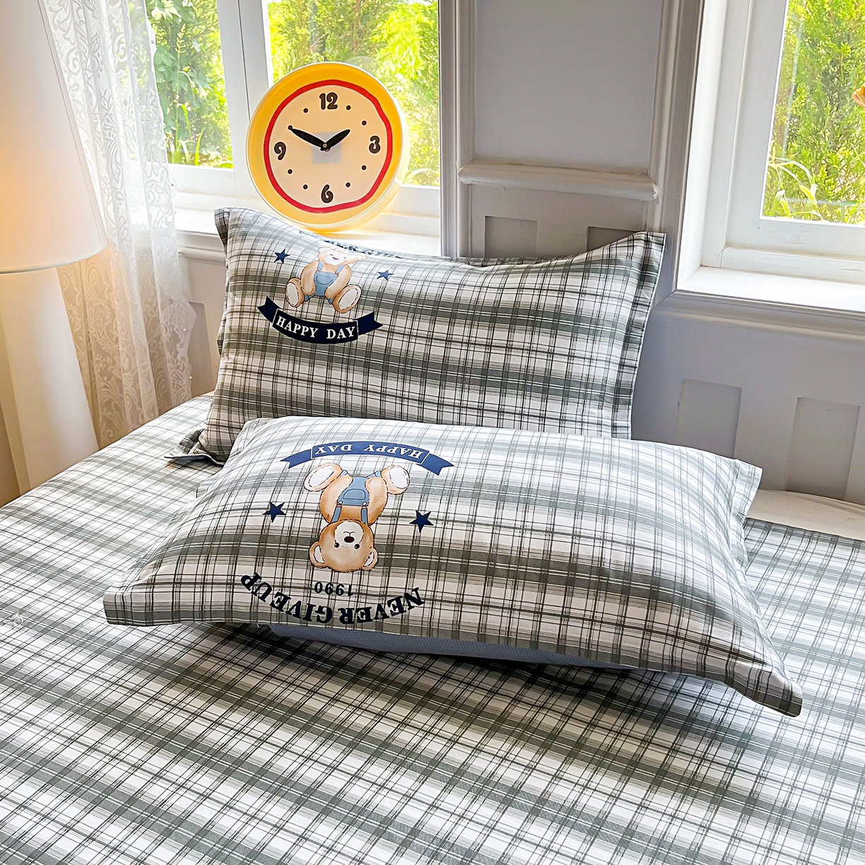 禧安居 2025新款高支高密活性印染全棉枕套单枕套 米乐-蓝