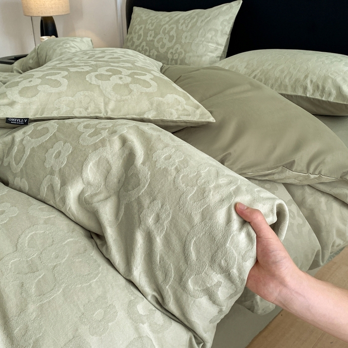 91家纺网 家纺一手货源 找家纺 （总）宜代光年 2025新款厚织全棉大提花小清新系列四件套