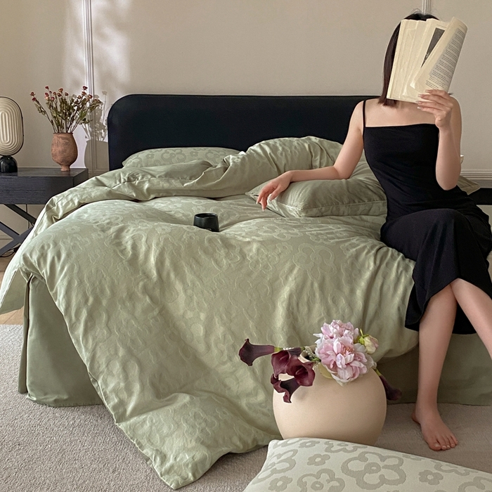 91家纺网 家纺一手货源 找家纺 （总）宜代光年 2025新款厚织全棉大提花小清新系列四件套