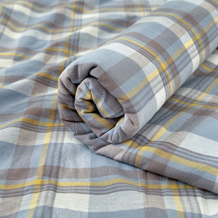 91家纺网 家纺一手货源 找家纺 北欧良品2025新款色织水洗棉学生单品床笠 纯棉-简兮蓝